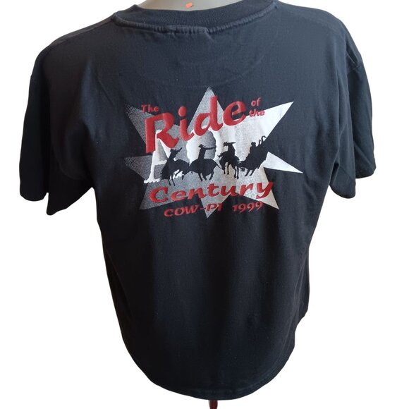 Large Vintage T-shirt Ride Of The Century 1999 Cow-Pi Unk Nebraka Cowboy Hanes - Picture 2 of 5